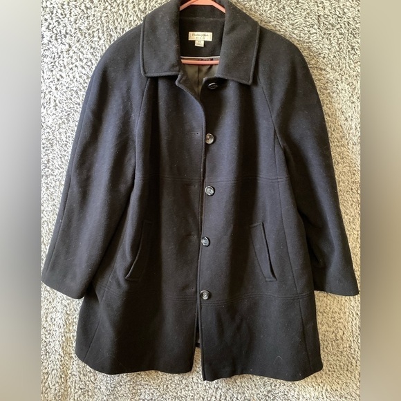 Preston & York Black 100% Wool Single Breasted Button Up Winter Coat Size 16 W - Picture 2 of 10